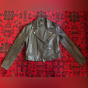 Buttery soft, 100% lamb skin leather moto jacket by Maje. High quality details.